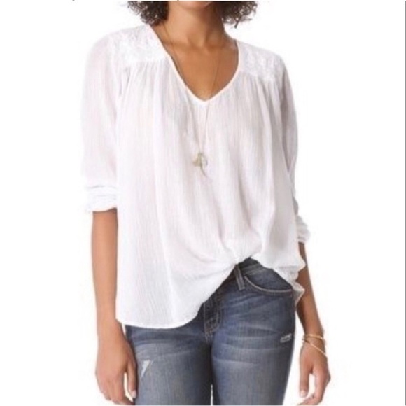 NWT Current/Elliott The Picnic Shirt Sugar Crochet White Boho Gauzy Blouse 2 - Picture 16 of 16